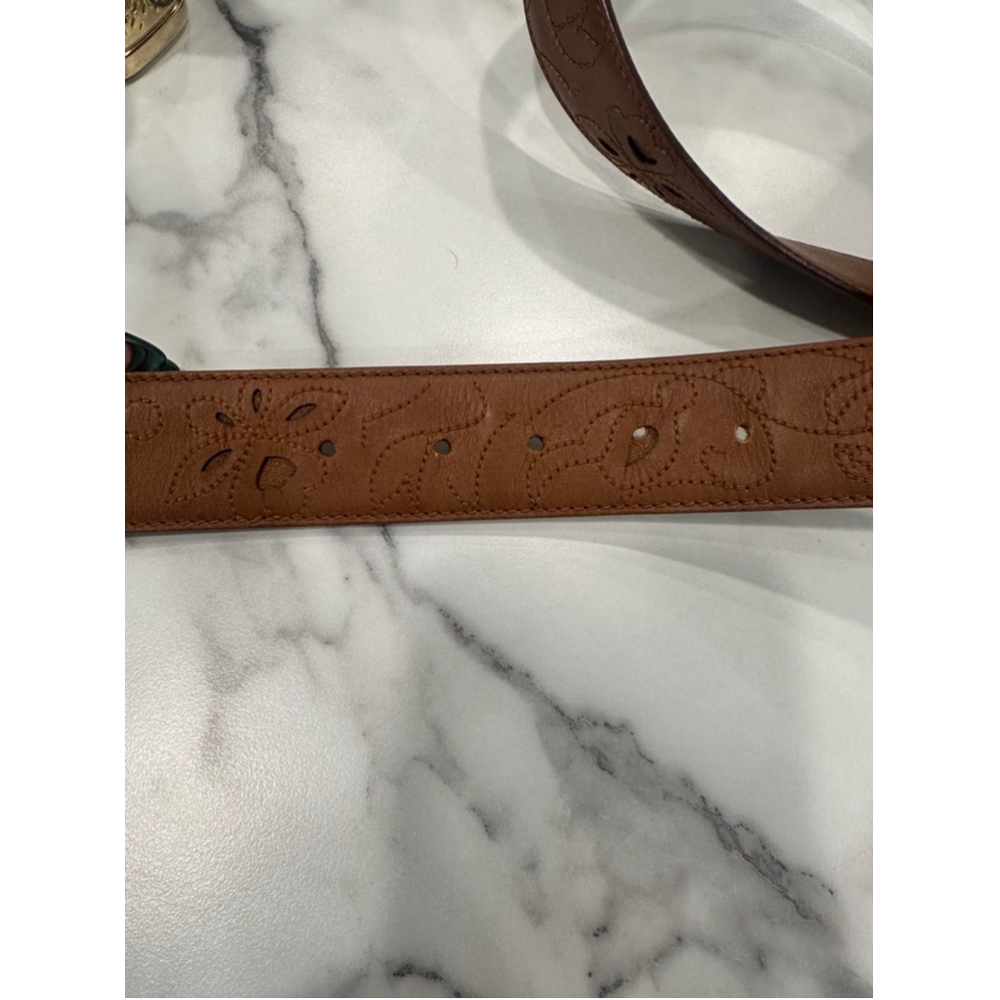 ❌sold❌Authentic rare Salvatore ferragamo belt wood leather top buckle - Picture 6 of 7